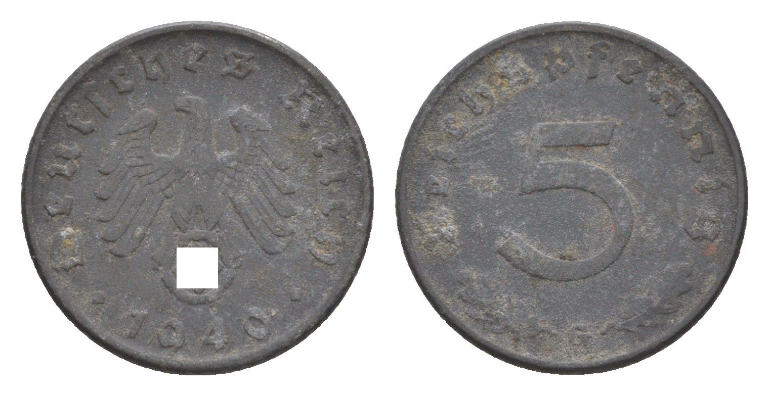 Германия 5 рейхспфеннигов 1940 G KM 100, J. 370 цинк 4636-137