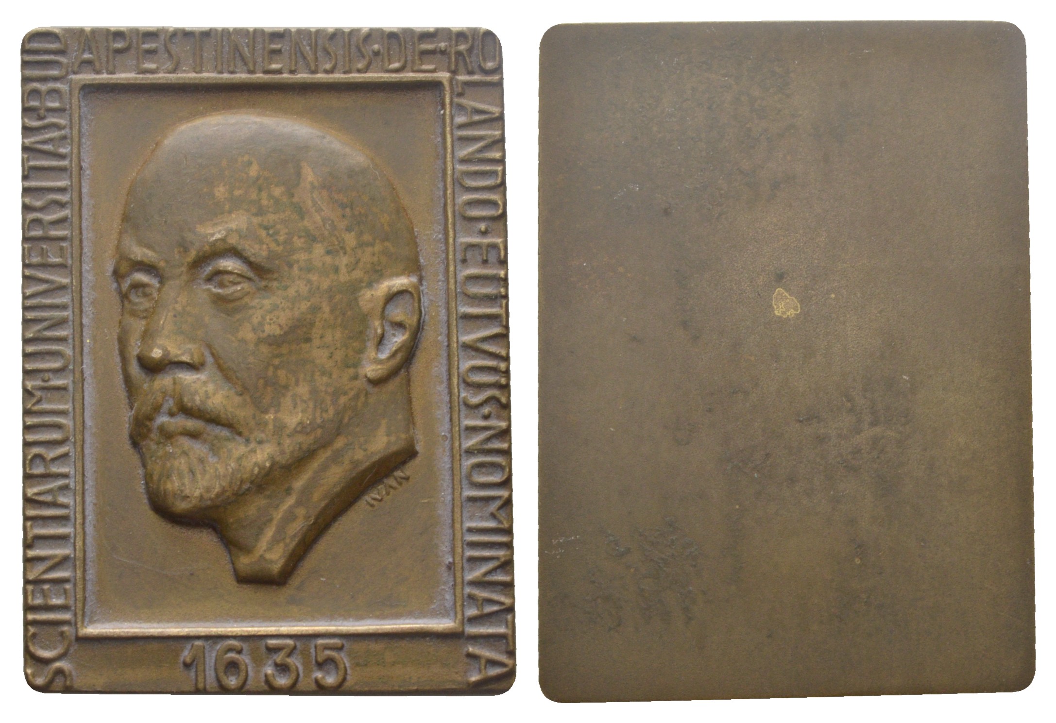 Венгрия плакета 1960 в память 325-летия Будапештского научного университета им. Л. Этвёша, медальер Иштван Иван, 46,08 гр., 55,1×40,2 мм, в оригинальной коробке  бронза    3-4-3-06