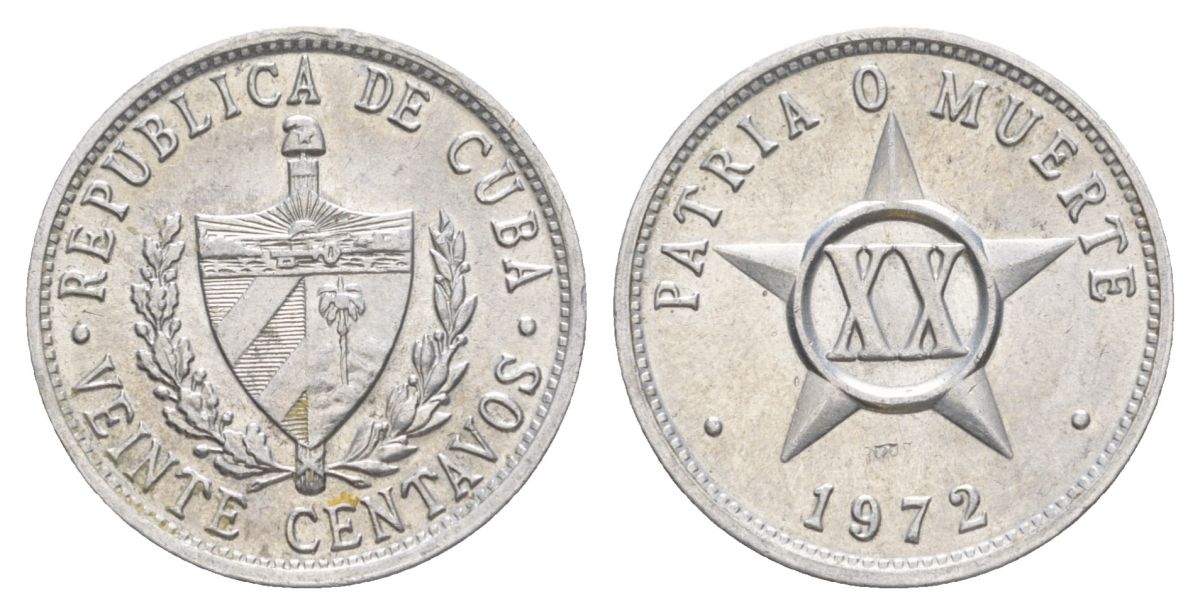 Куба 20 сентаво 1972 KM 35 алюминий aUNC 4629-546