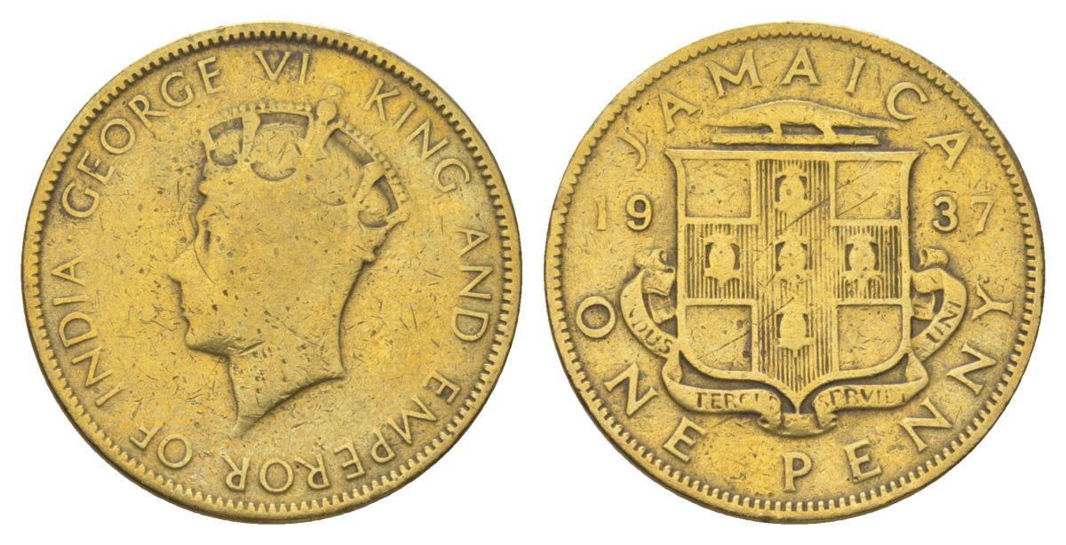 Ямайка 1 пенни 1937 KM 29 никель латунь 4628-411