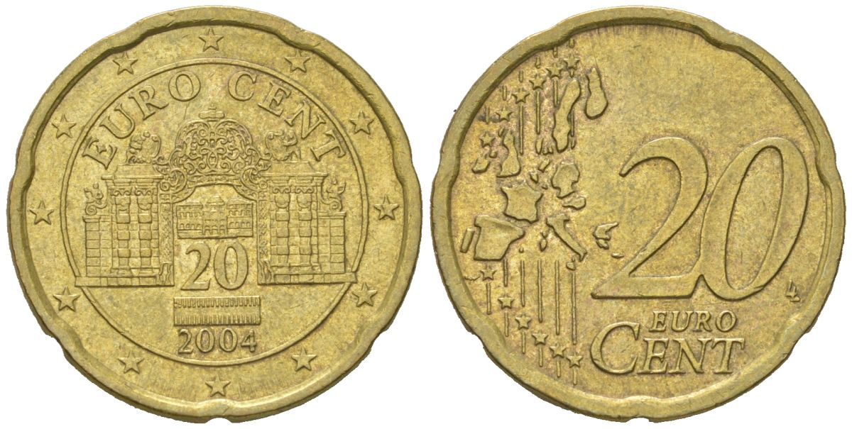 Австрия 20 евроцентов 2004 KM 3086 нордик 4539-215