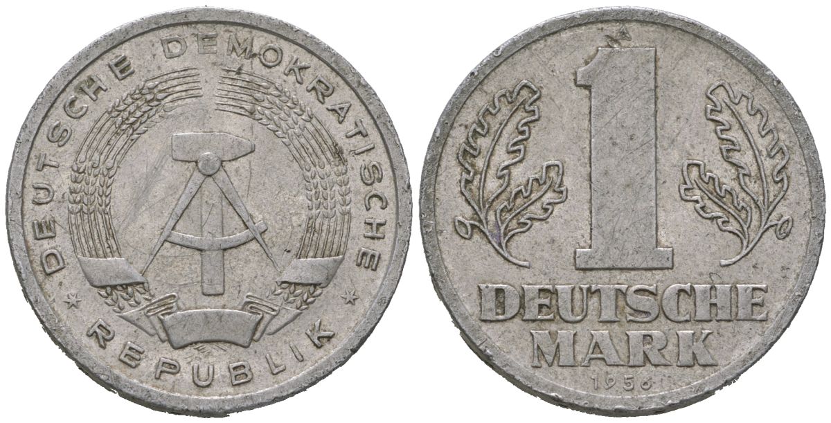 ГДР 1 марка 1956 A KM 13 алюминий 212-1125