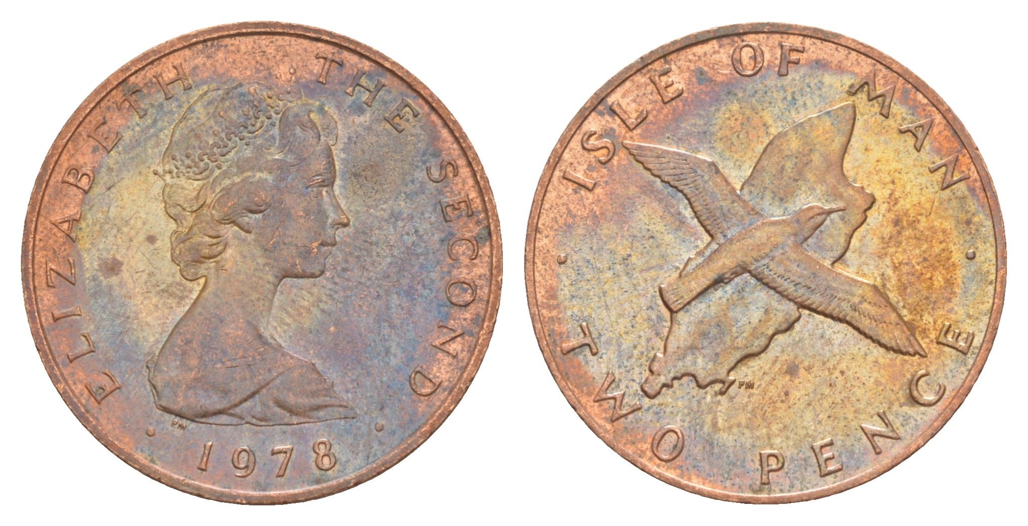 Остров Мэн 2 пенса 1978 Елизавета II (1952-2022) KM 34 бронза 4648-155