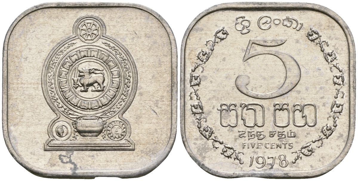 Шри-Ланка 5 центов 1978 KM 139a алюминий 4136-712