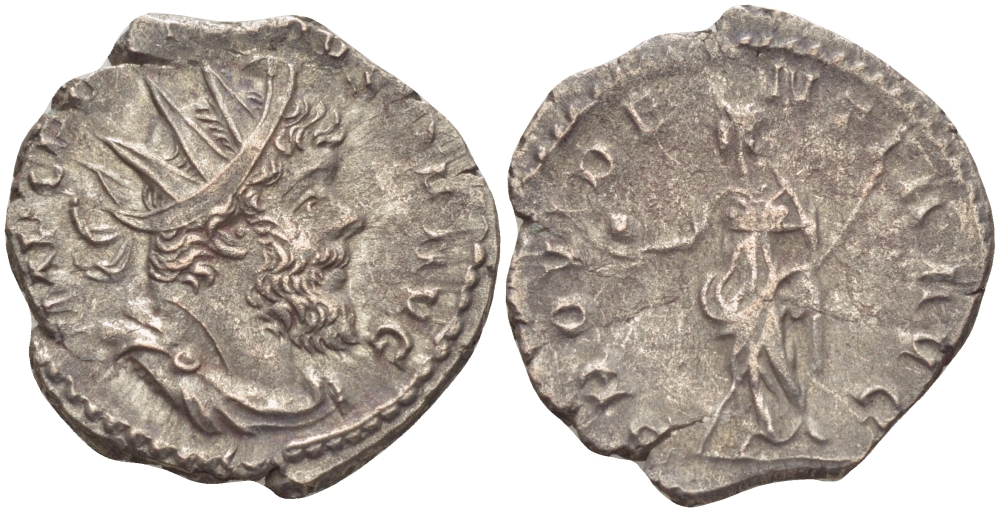 Римская Империя (императоры в Галлии) антониниан 260 - 269 Постум. IMP C POSTVMVS P F AVG / PROVIDENTIA AVG, Провиденция, держащая скипетр и сферу, Колония Агриппины, Good Very fine RIC 323 биллон 1073-13-66