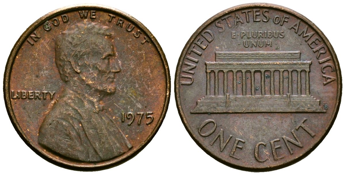 США 1 цент 1975 Линкольн KM 201 медь цинк 4136-144