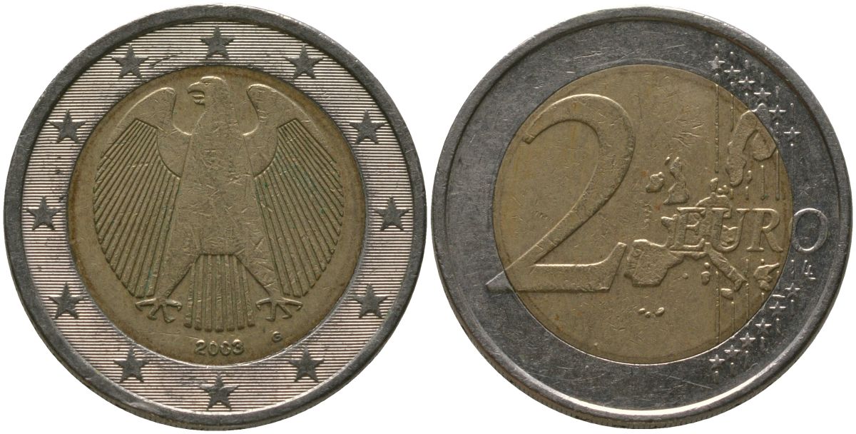 Германия 2 евро 2002 G KM 214 биметалл 4575-134