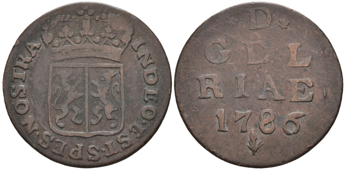 Гельдерланд (Gelderland), Нидерланды 1 дуит 1786 KM 105 медь 4525-922