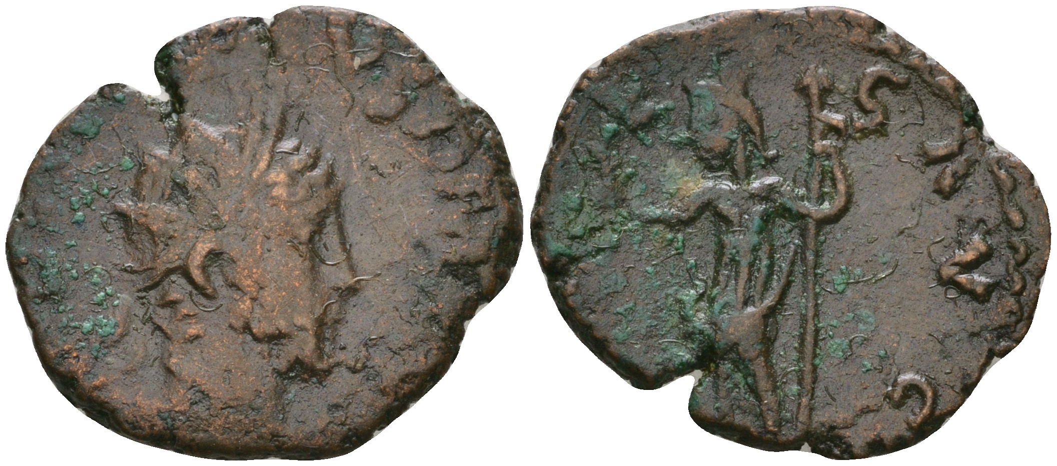 Римская Империя, императоры в Галлии антониниан 274 Тетрик, IMP C TETRICVS P F AVG, бюст императора / VIRTVS AVGG, Марс RIC 148 биллон 1073-19-85