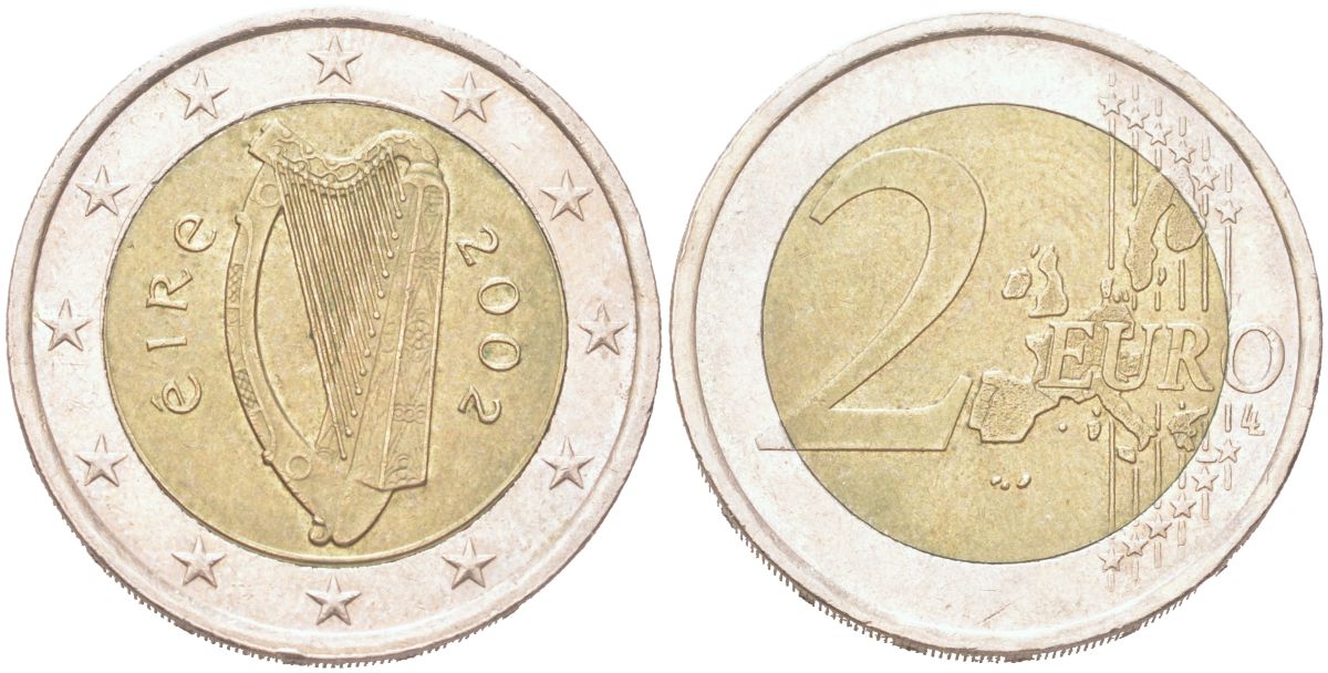 Ирландия 2 евро 2002 KM 39 биметалл 4126-1016