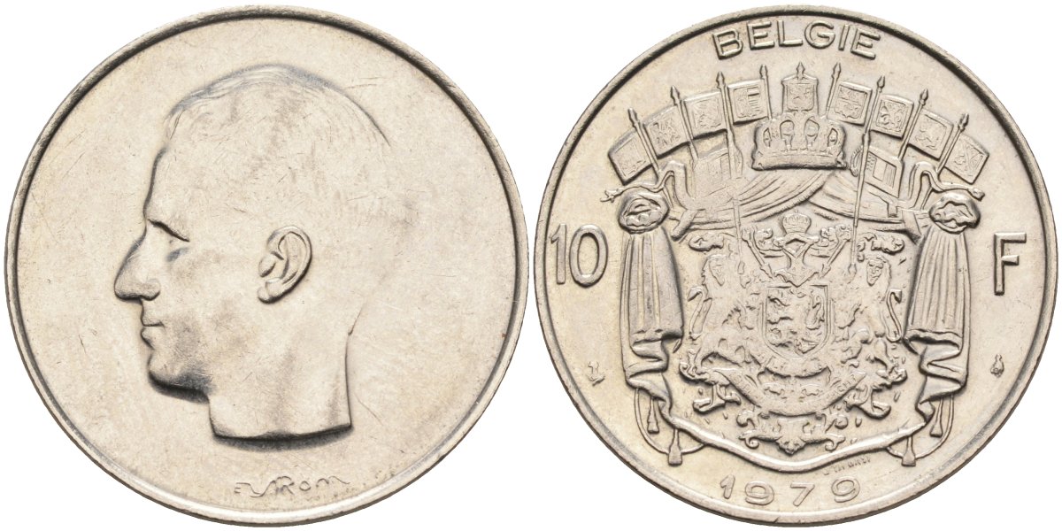 Бельгия 10 франков 1979 BELGIE, Бодуэн I (1951-1993) KM 156.1 никель 4586-1244
