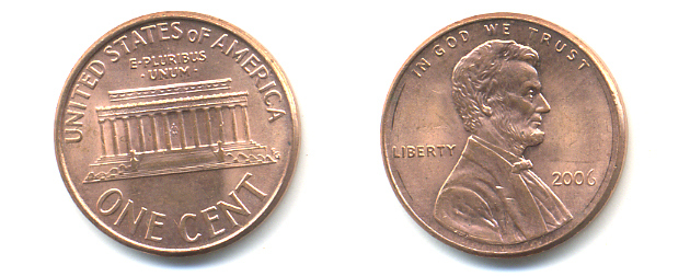 США 1 ЦЕНТ 2006 ЛИНКОЛЬН KM 201b цинк плакированный медью 86-512
