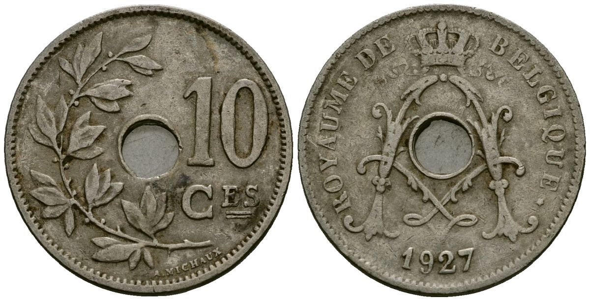 Бельгия 10 сантимов 1927 Belgique KM 85 медно-никель 4172-1013