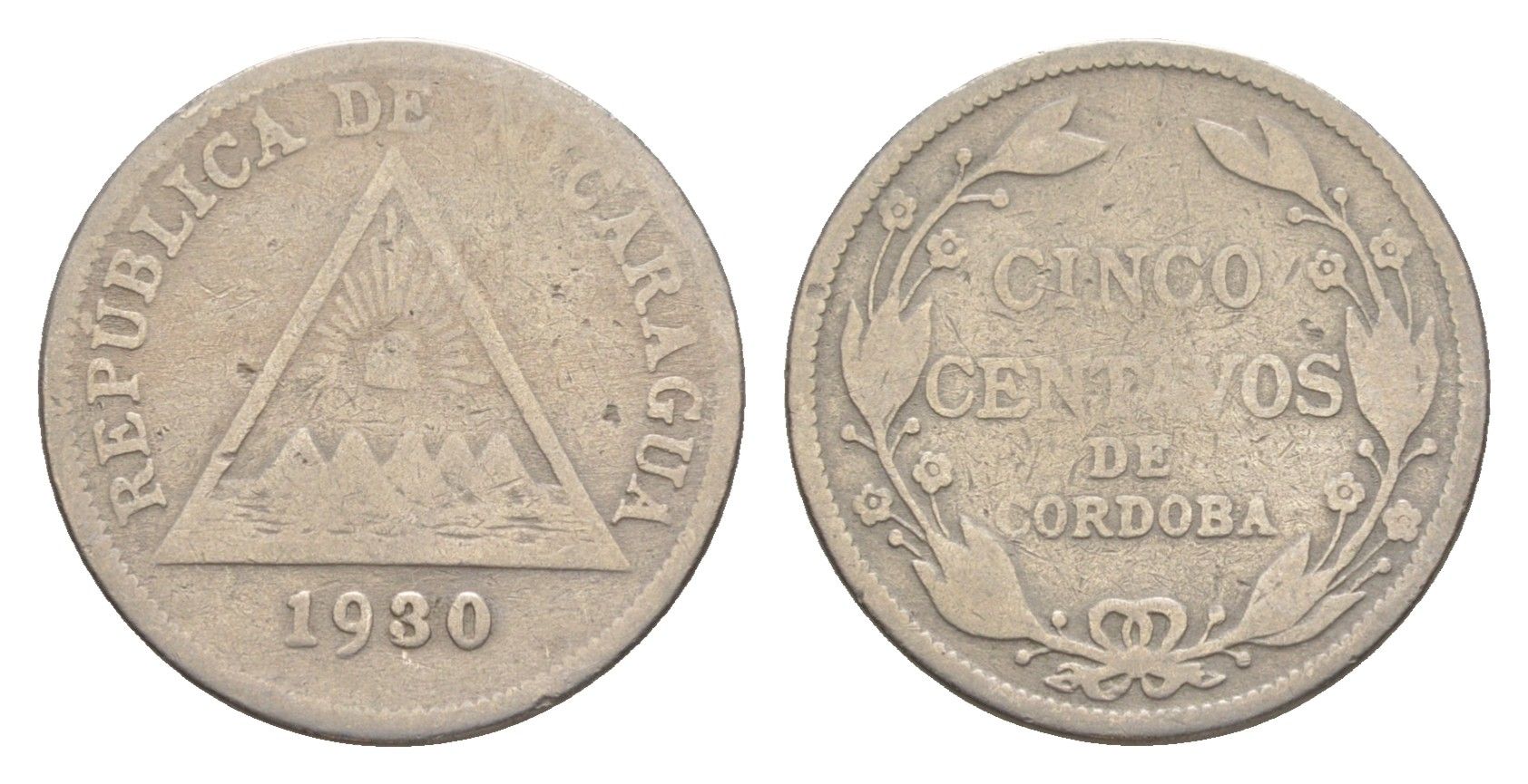 Никарагуа 5 сентаво 1930 KM 12 медно-никель 4640-944