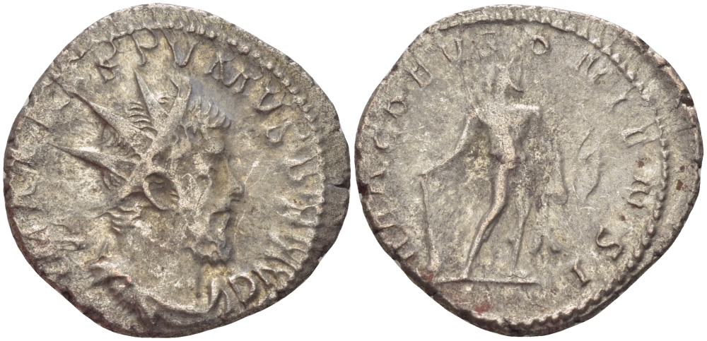 Римская Империя (императоры в Галлии) антониниан 260 - 269 Постум. IMP C POSTVMVS P F AVG / HERC DEVSONIENSI, Геркулес с палицей, луком и львиной шкурой, Колония Агриппины, Good Very fine RIC 64 биллон 1073-12-33