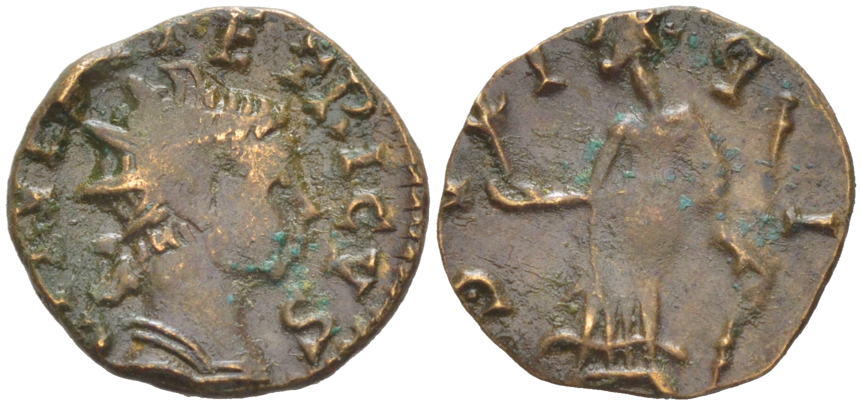 Римская Империя, императоры в Галлии антониниан 273 - 274 Тетрик II, локальная чеканка в Галлии RIC биллон 1073-24-95