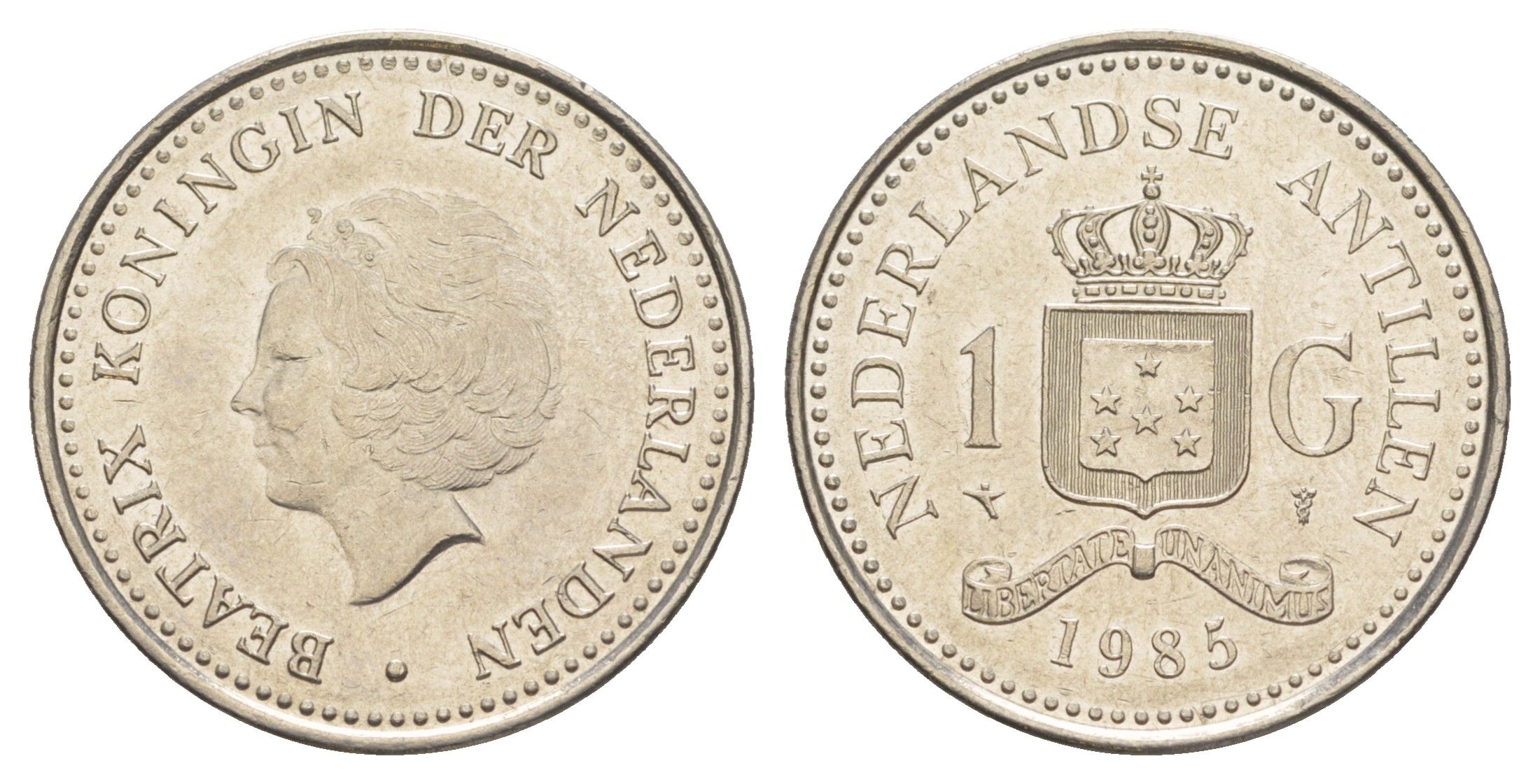Нидерландские Антильские острова (Нидерландские Антилы) 1 гульден 1985 Беатрикс (1980-2013) KM 24 никель 4646-646