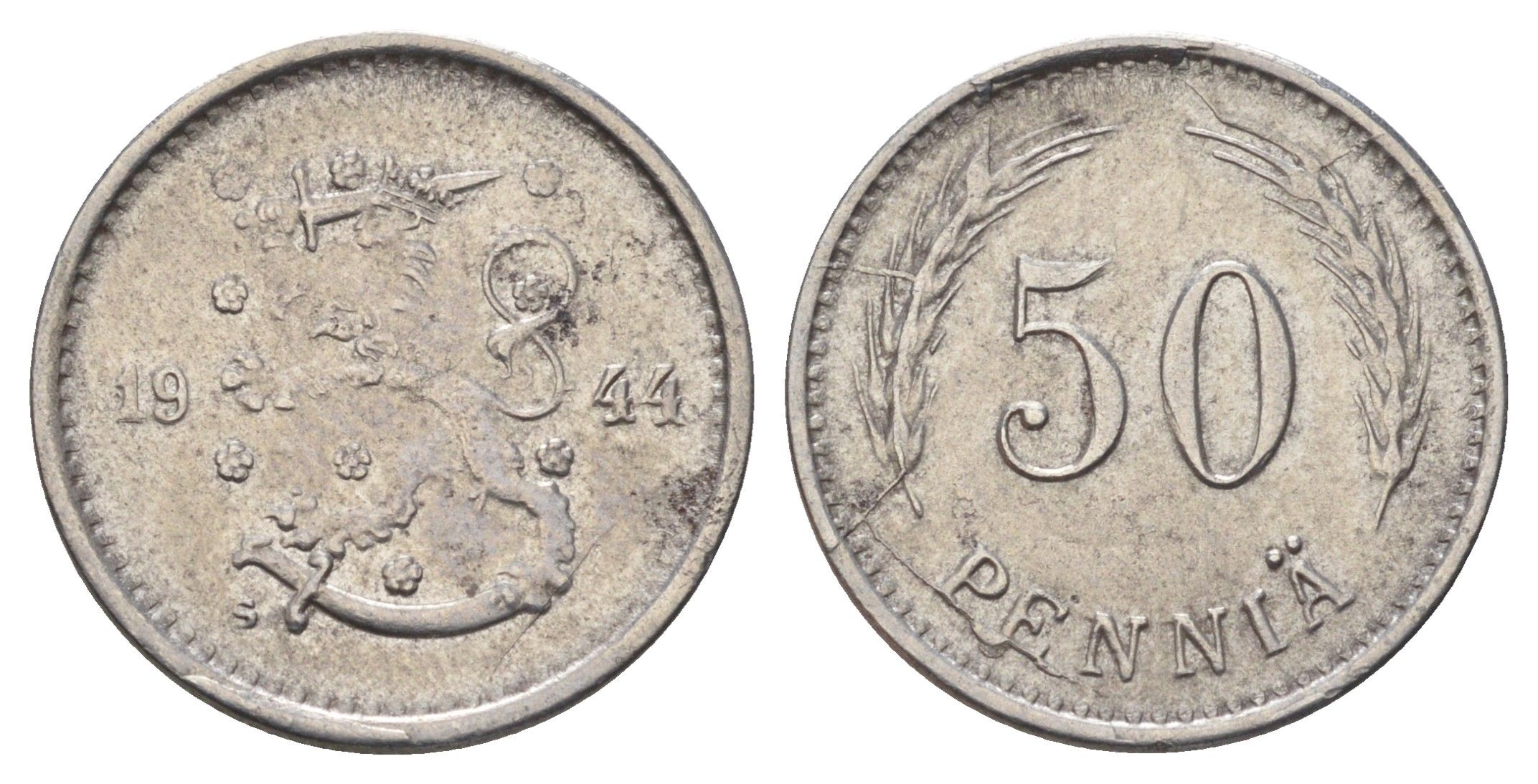 Финляндия 50 пенни 1944 KM 26b железо 4668-858