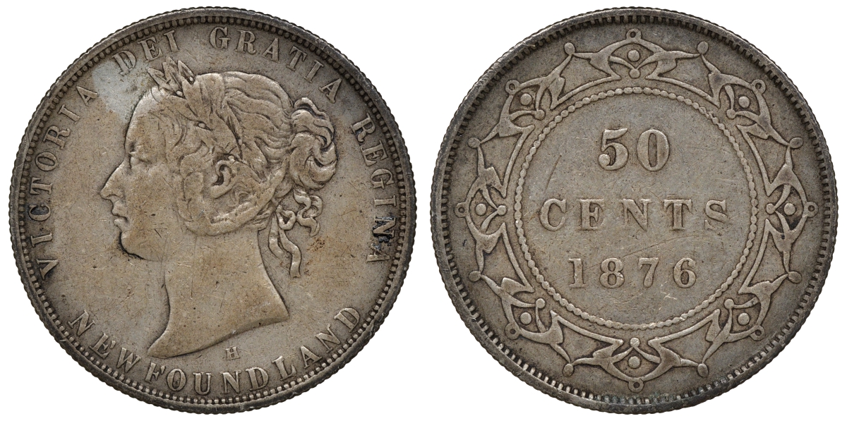 Ньюфаундленд 50 центов 1876 H, Виктория (1837-1901) KM 6 серебро    4044-1331