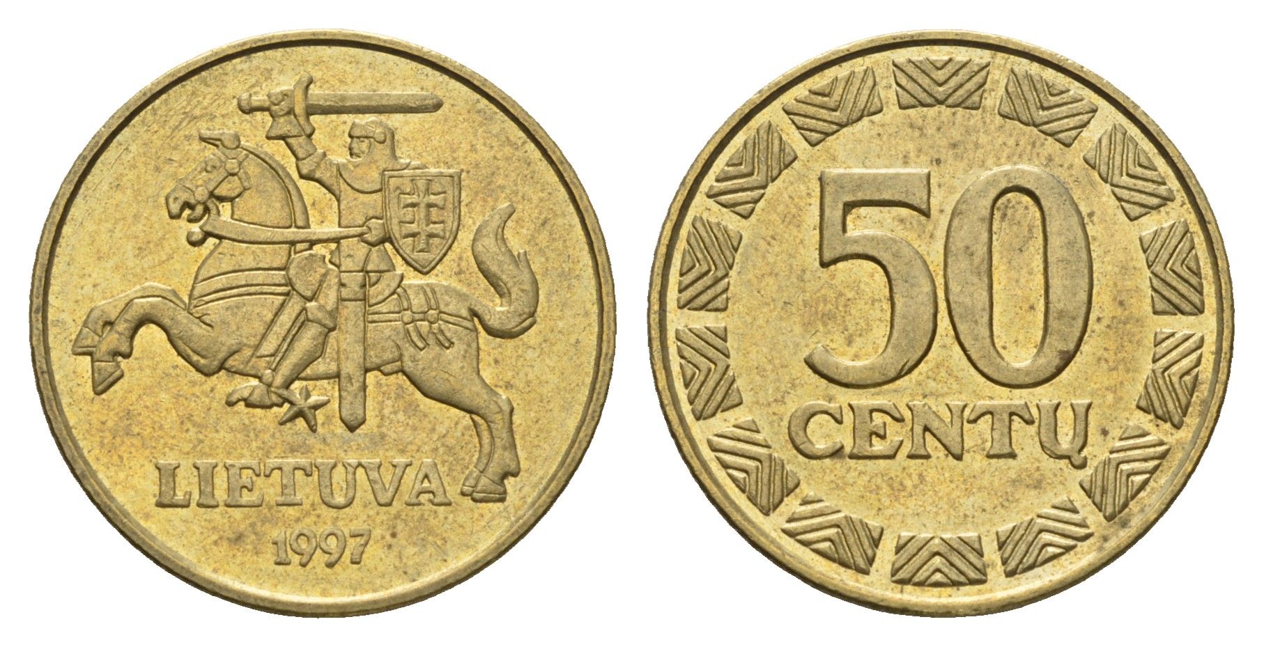 Литва 50 центов (сентов) 1997 KM 108 никель латунь 4688-946