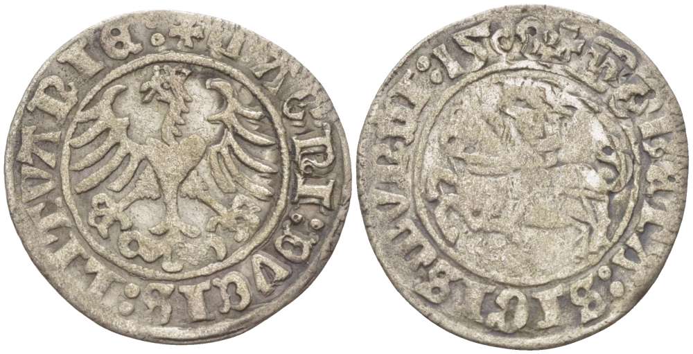 Польша 1/2 гроша (полугрош) 1508 Сигизмунд I Старый (1506-1548), вес 1,12 гр. серебро 1517-224