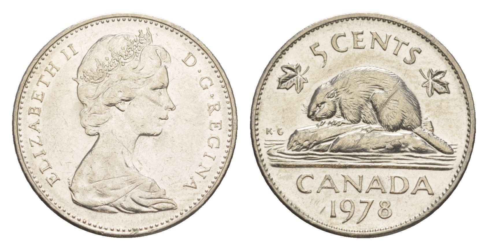 Канада 5 центов 1978 Елизавета II (1952-2022), бобр KM 60.1 никель 4636-614