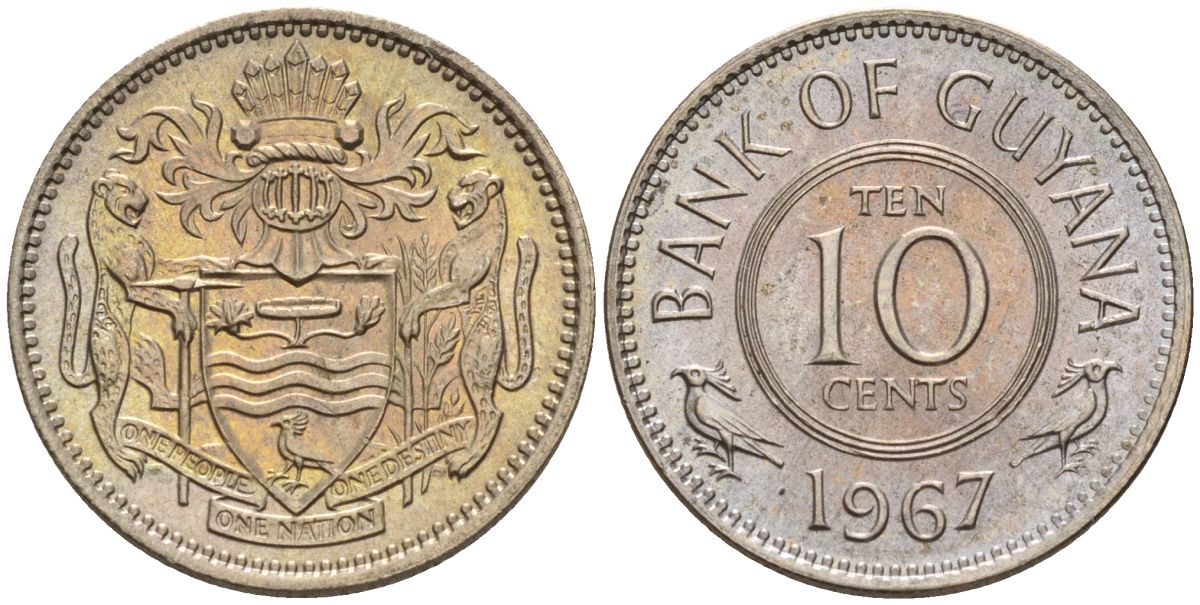 Гайана 10 центов 1967 KM 33 медно-никель 4154-141