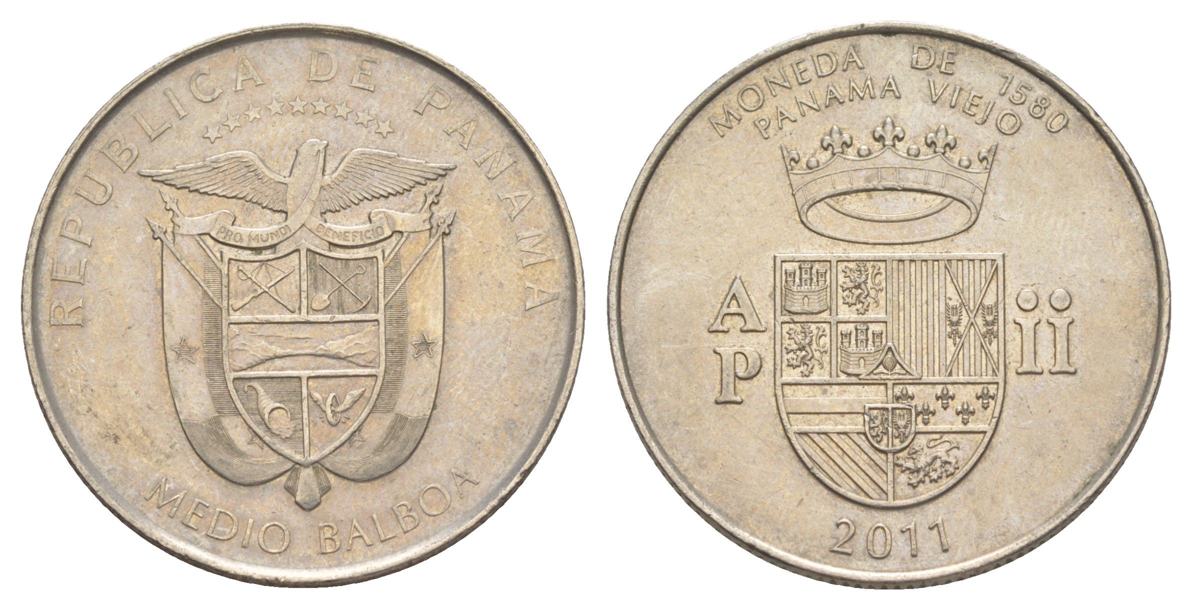 Панама 1/2 бальбоа (50 сентесимо) 2011 Панама-Вьехо - Валюта 1580 года KM 142 медь плакированная медно-никелем 4381-331