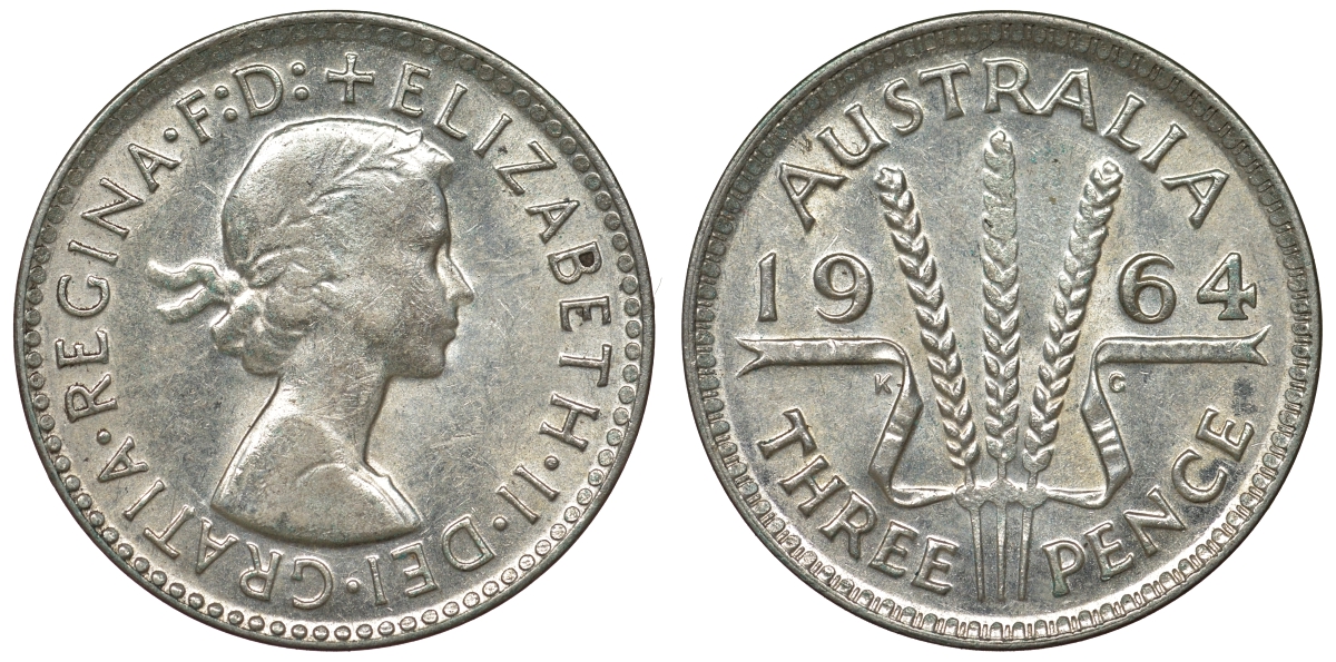 Австралия 3 пенса 1964 Елизавета II (1952-2022) KM 57 серебро 71-955