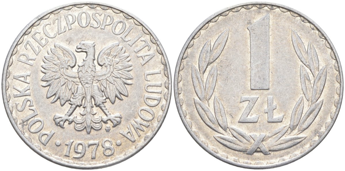 Польша 1 злотый 1978 MW KM 49.1, Parchimowicz 213p алюминий 3856-426