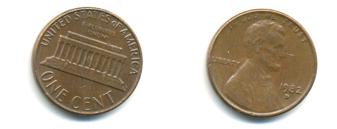 США 1 ЦЕНТ 1982 D, ЛИНКОЛЬН KM 201 медь цинк 179-357