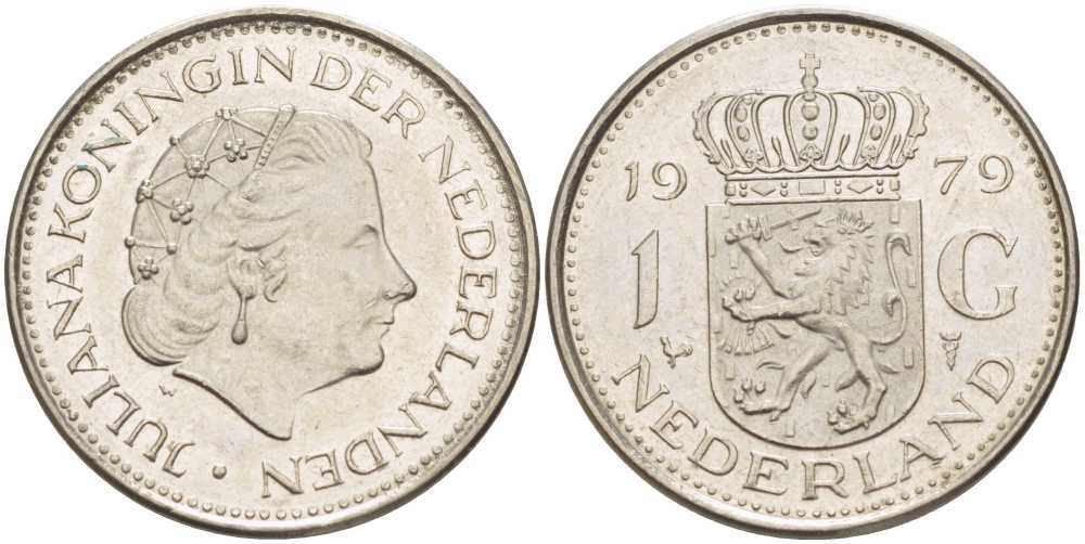 Нидерланды 1 гульден 1979 Юлиана (1948-1980) KM 184a никель 212-1153