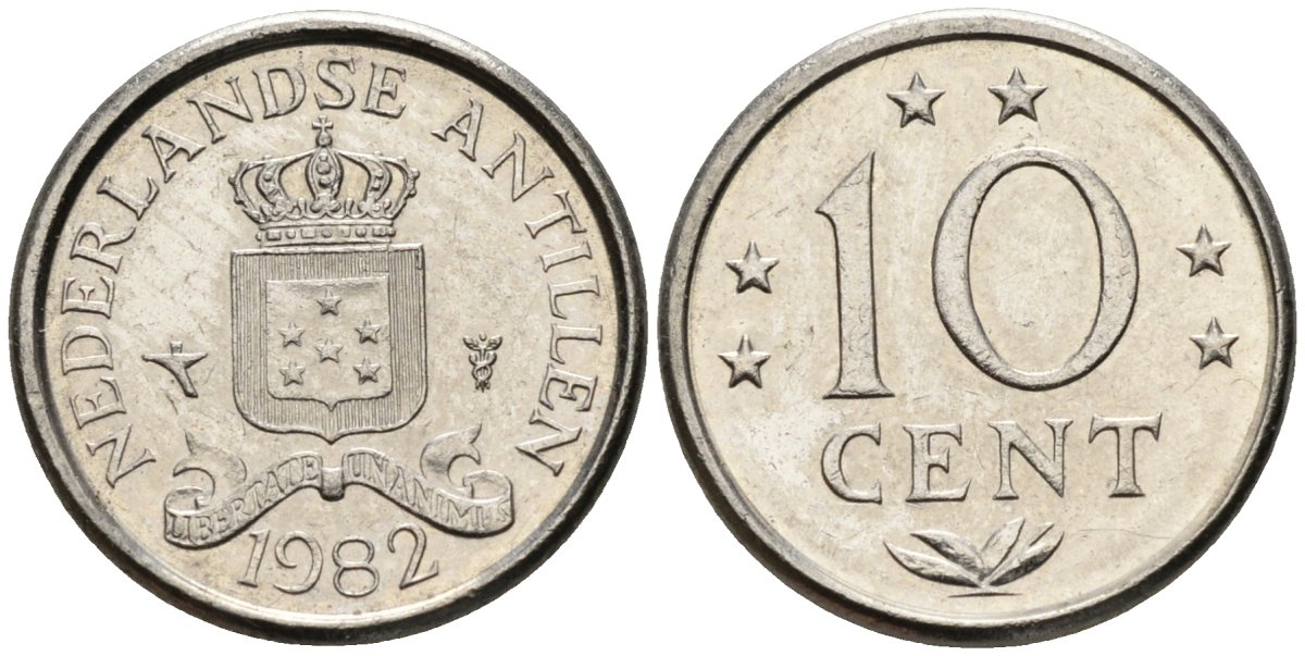 Нидерландские Антилы 10 центов 1982 Беатрикс (1980-2013) KM 10 никель 4585-961