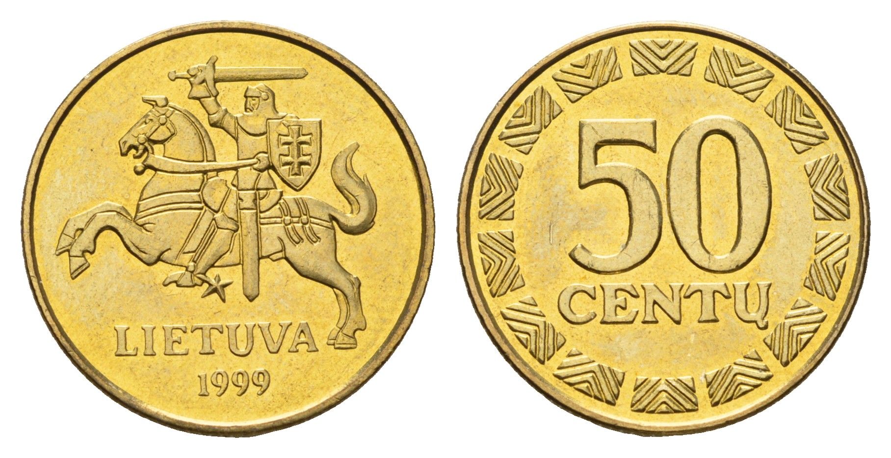 Литва 50 центов (сентов) 1999 KM 108 никель латунь UNC 4148-644