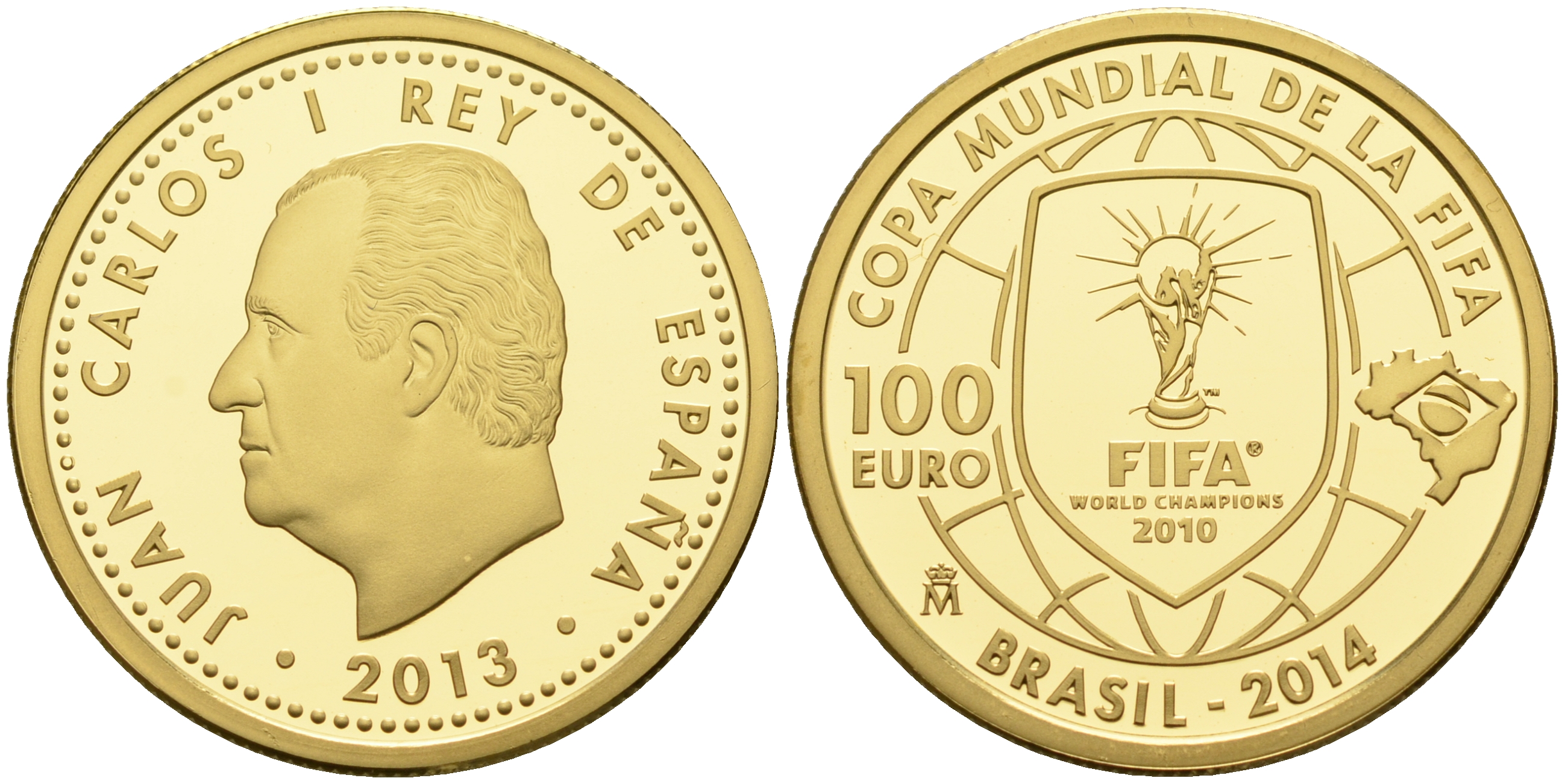 Испания 100 евро 2013 чемпионат мира по футоболу в Бразилии 2014 KM NEW золото  PROOF 00-000-00