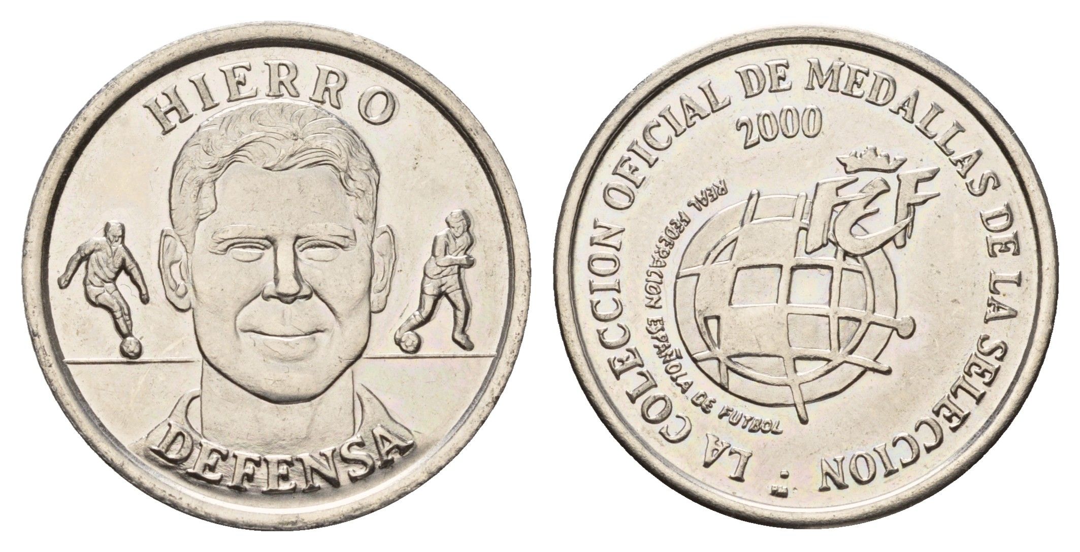 Испания медаль из серии "коллекция медалей игроков сборная Испании по футболу на Чемпионате Европы по футболу 2000 - Фернандо Йерро" 2000 диаметр 27 мм, вес 8 гр никель 55-146