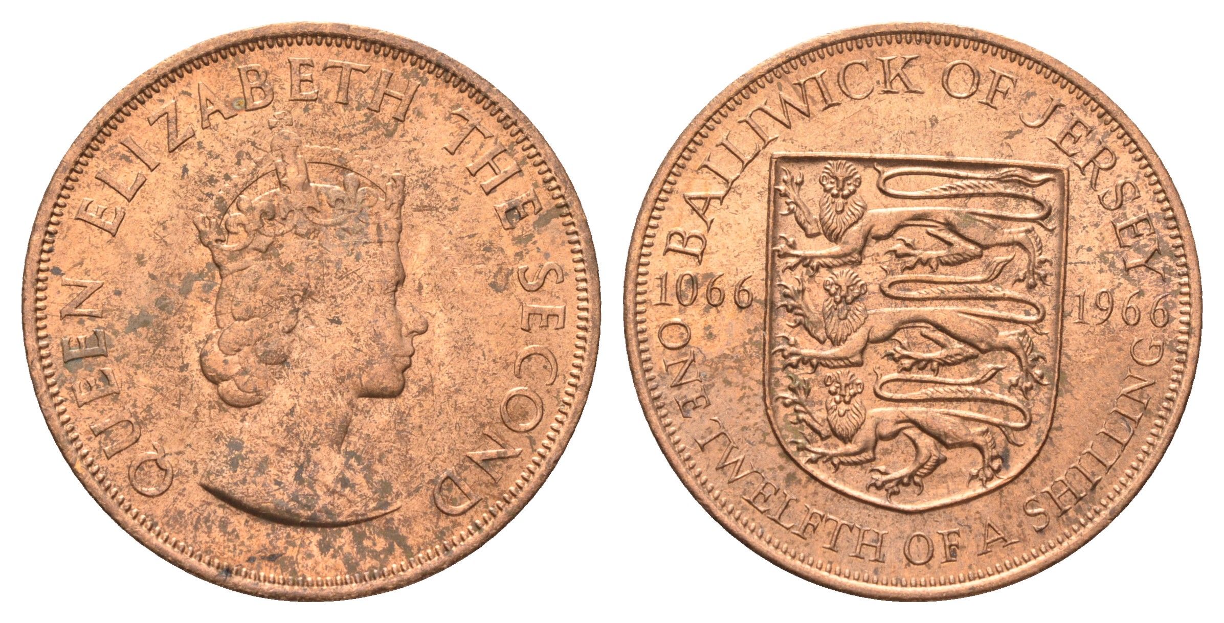 Джерси 1/12 шиллинга 1966 900 лет битве при Гастингсе KM 26 бронза aUNC 4661-126