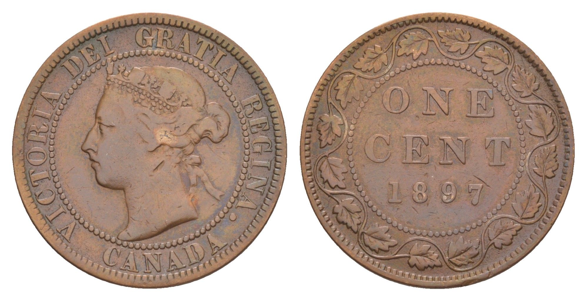 Канада 1 цент 1897 Виктория (1837-1901) KM 7 бронза 4637-132