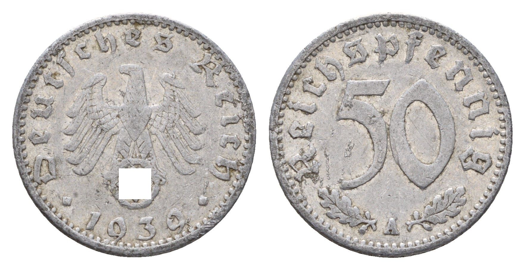 Германия 50 рейхспфеннигов 1939 A KM 96, J. 372 алюминий 4173-867