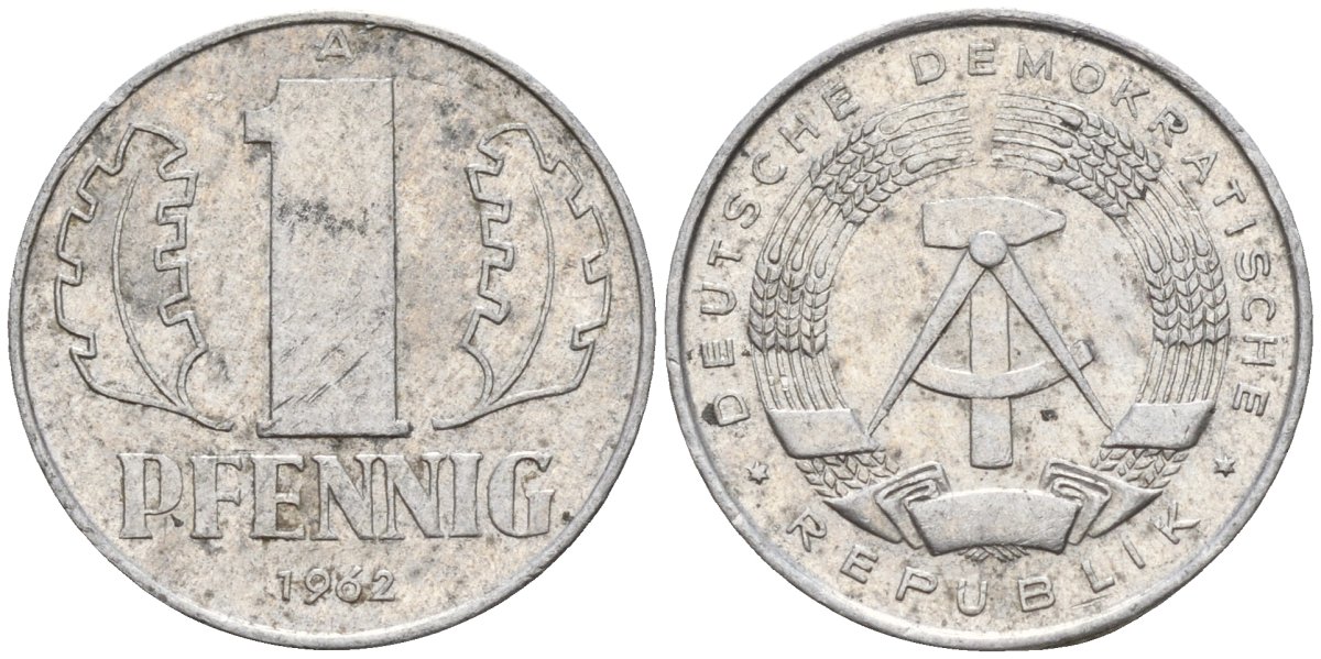 ГДР 1 пфеннииг 1962 A KM 8.1 алюминий 4596-545