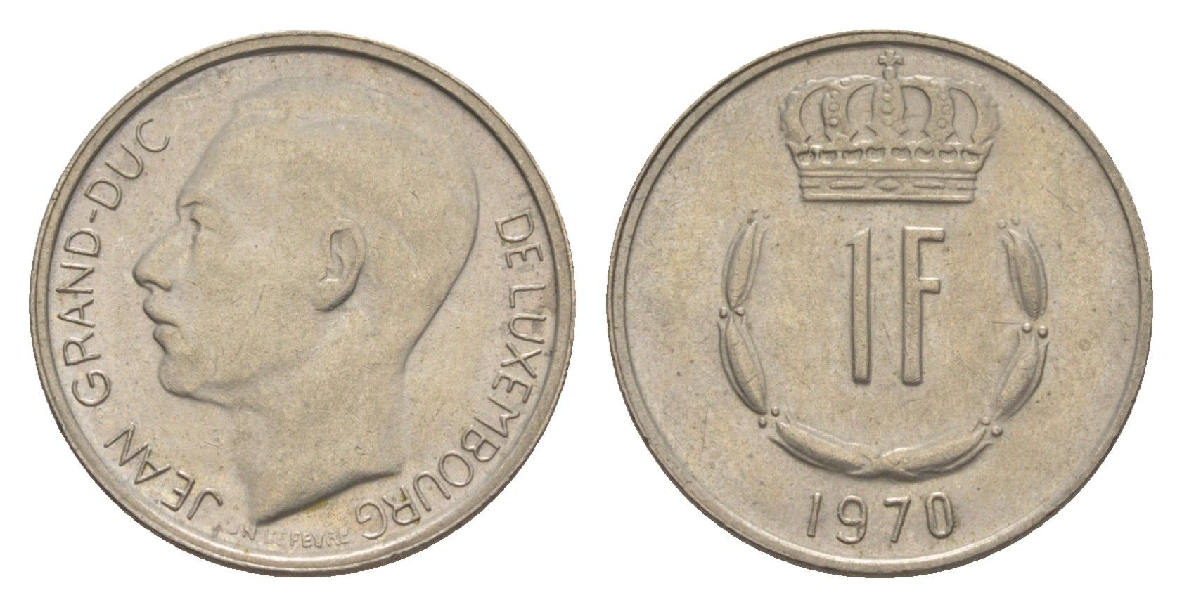 Люксембург 1 франк 1970 Герцог Жан (1964-1999) KM 55 медно-никель 4643-537