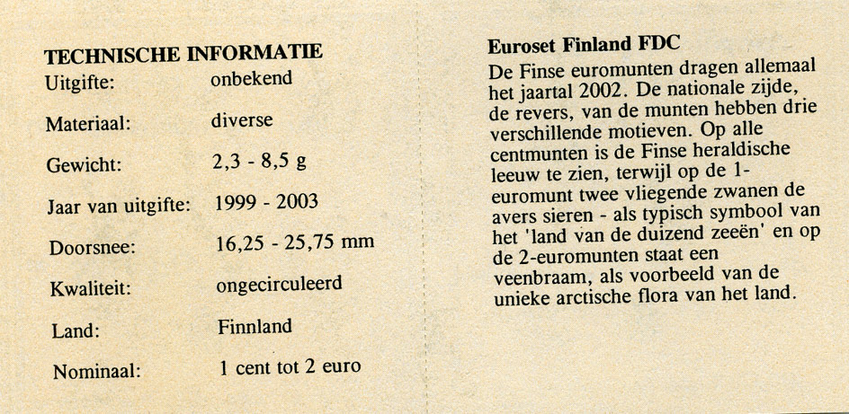 Финляндия евронабор из 8 монет 2000-2003 в капсулах UNC 5-4-1-21