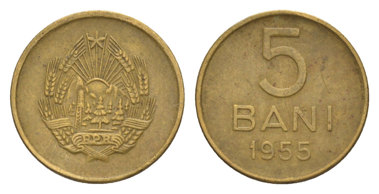 Румыния 5 бань (бани) 1955 KM 83.2 медь цинк никель 4636-356