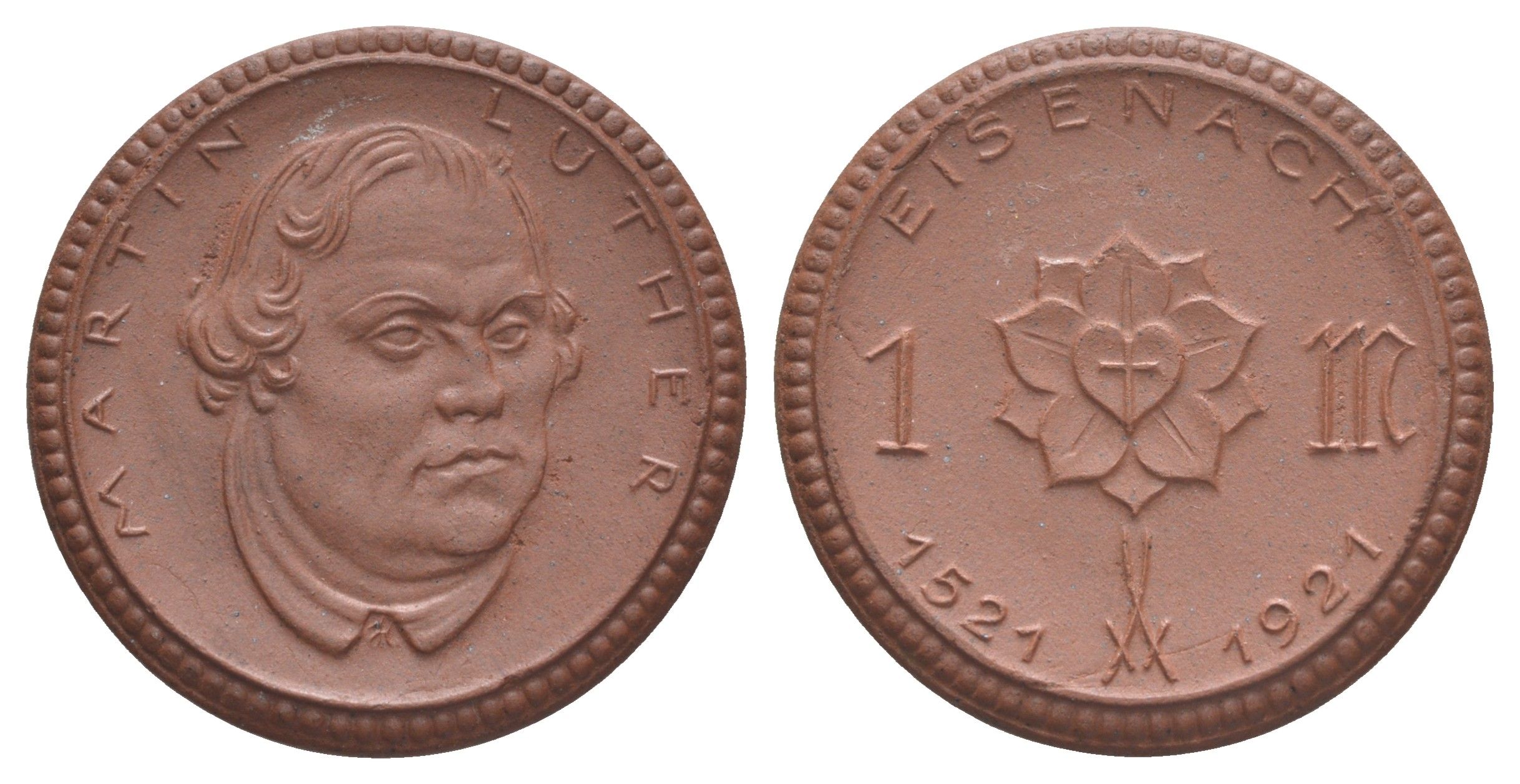 Айзенах 1 марка 1921 Речь на Вормском Рейхстаге 18 апреля 1521 Scheuch 109a фарфор 1094-10-71