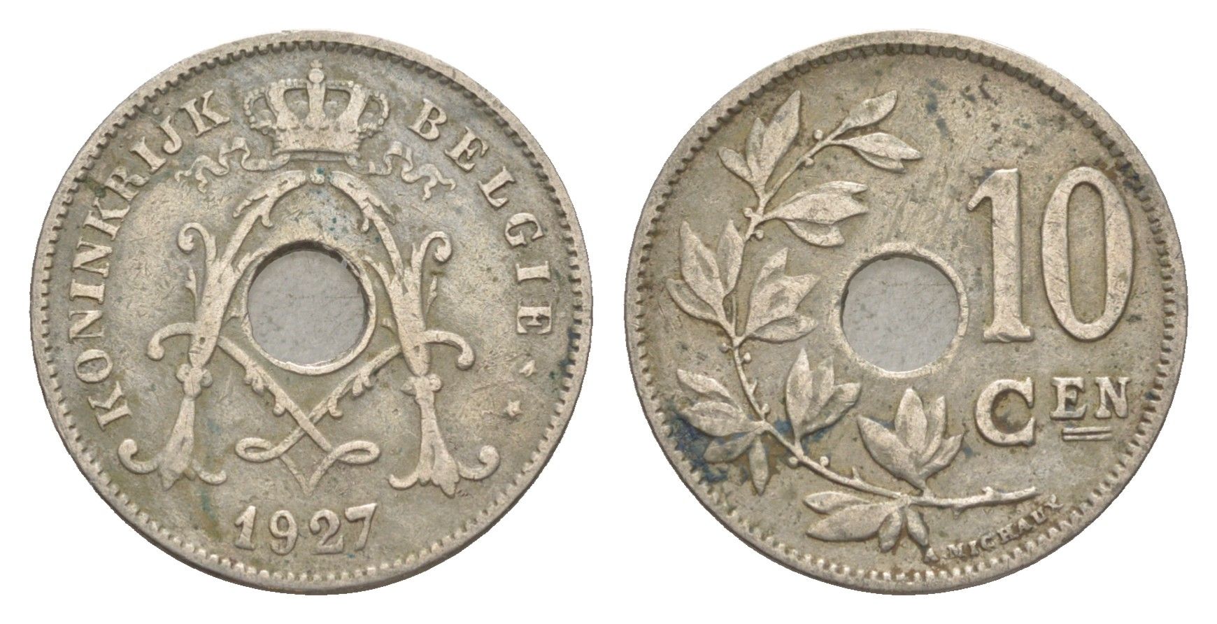 Бельгия 10 сантимов 1927 Belgie, Альберт I (1909-1934) KM 86 медно-никель 4169-613