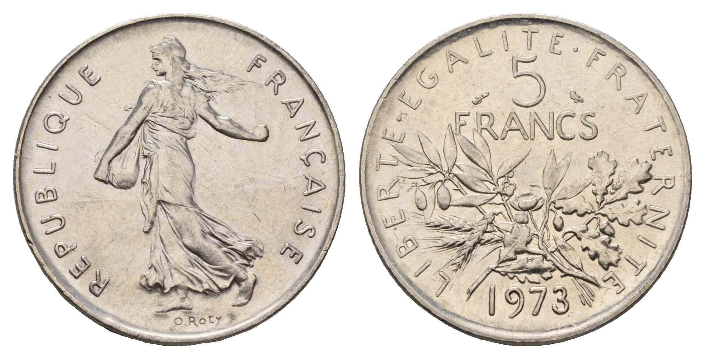 Франция 5 франков 1973 сеятель KM 926a медно-никель плакированная никелем 3336-934