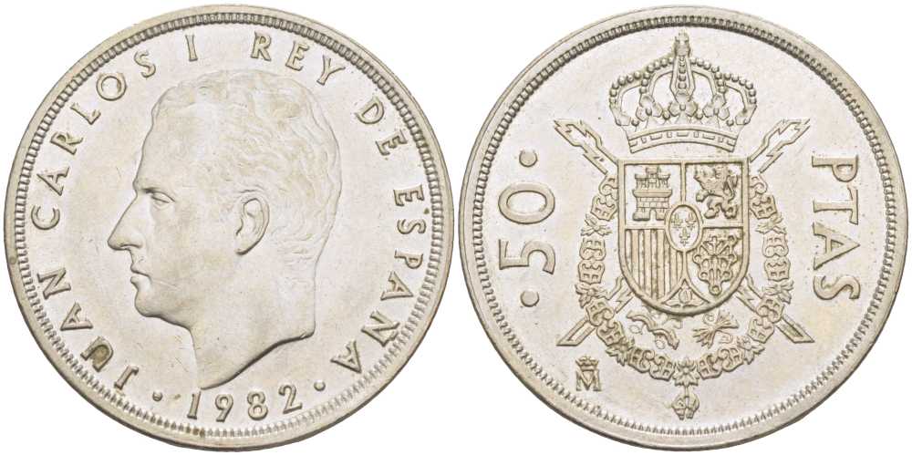 ИСПАНИЯ 50 ПЕСЕТ 1982 ХУАН КАРЛОС I (1975-) KM 825 медно-никель 4403-432