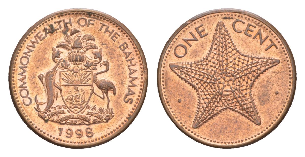 Багамские острова (Багамы) 1 цент 1998 KM 59a цинк плакированный медью UNC 4632-111