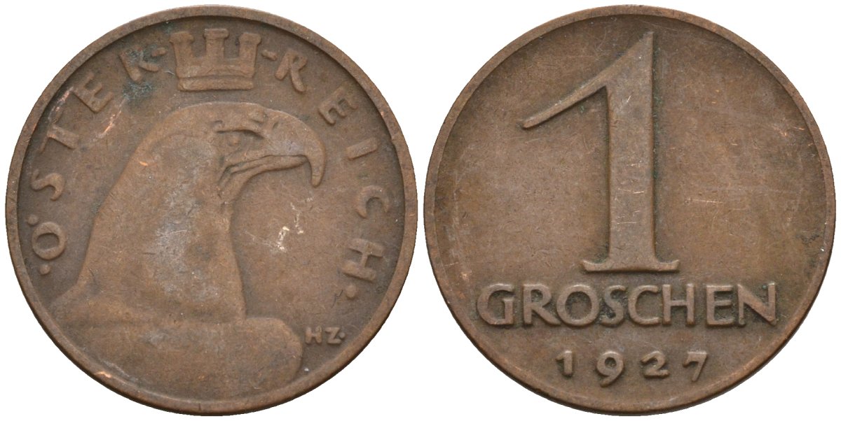 Австрия 1 грош 1927 KM 2836 бронза 4151-1264