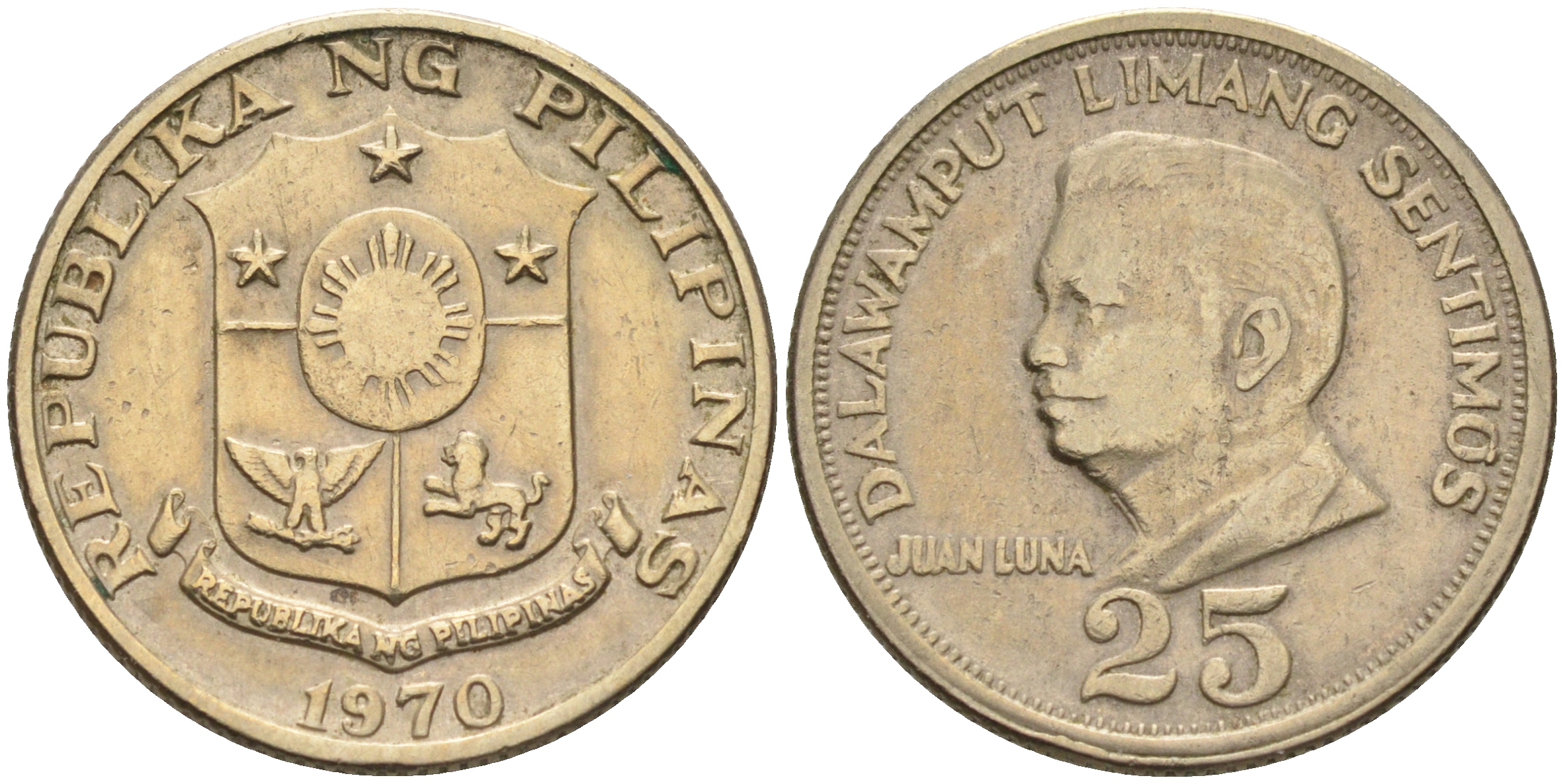 Филиппины 25 сентимо 1970 Хуан Луна KM 199 медь цинк никель    4595-954